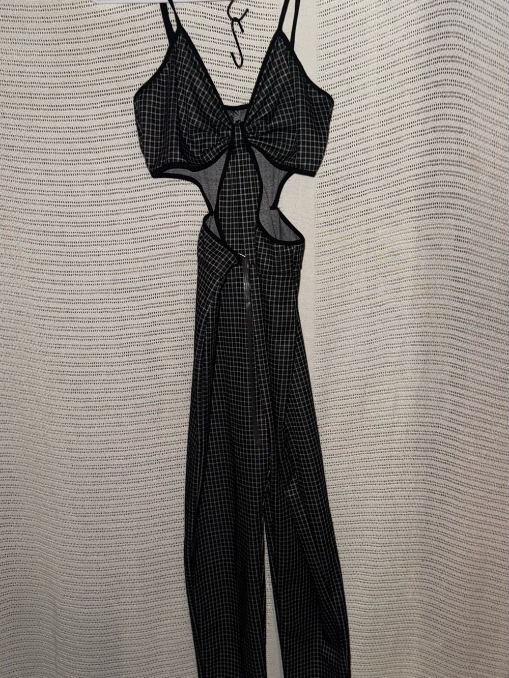 Black Checked Cutout Jumpsuit